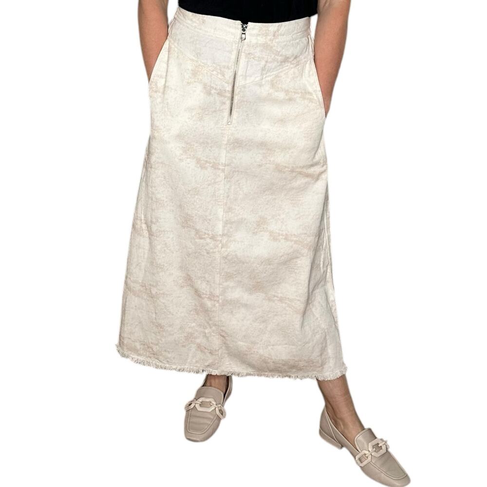 SEA NEW YORK Marble Denim Skirt Cream Tan White Women's Size 4 NWT Zip Front